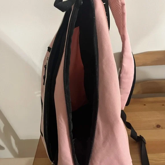 Pink Women's Canvas Backpack with Black Trim - Picture 5 of 8